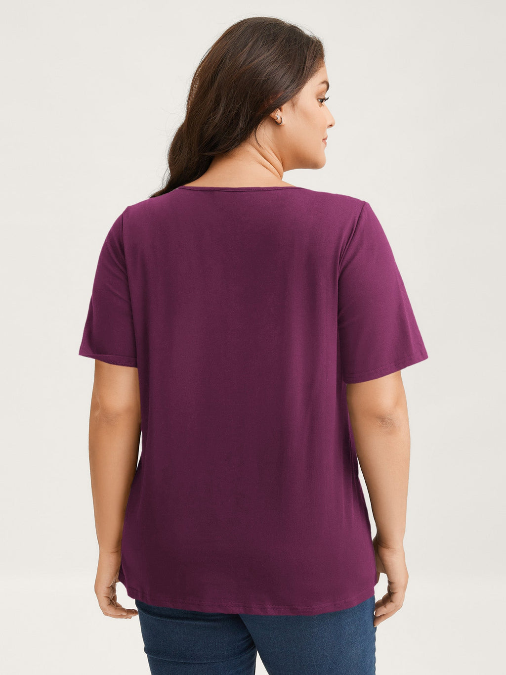 Cotton V Neck Plain Basic T-shirt