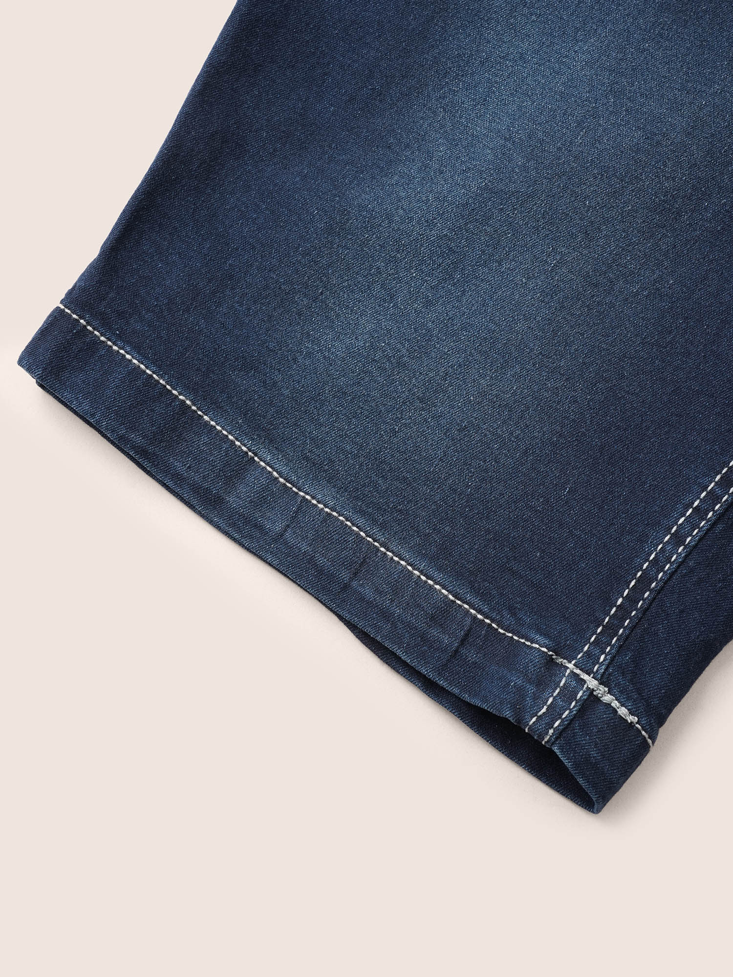 High Rise Knee-Length Skinny-Fit Denim Shorts