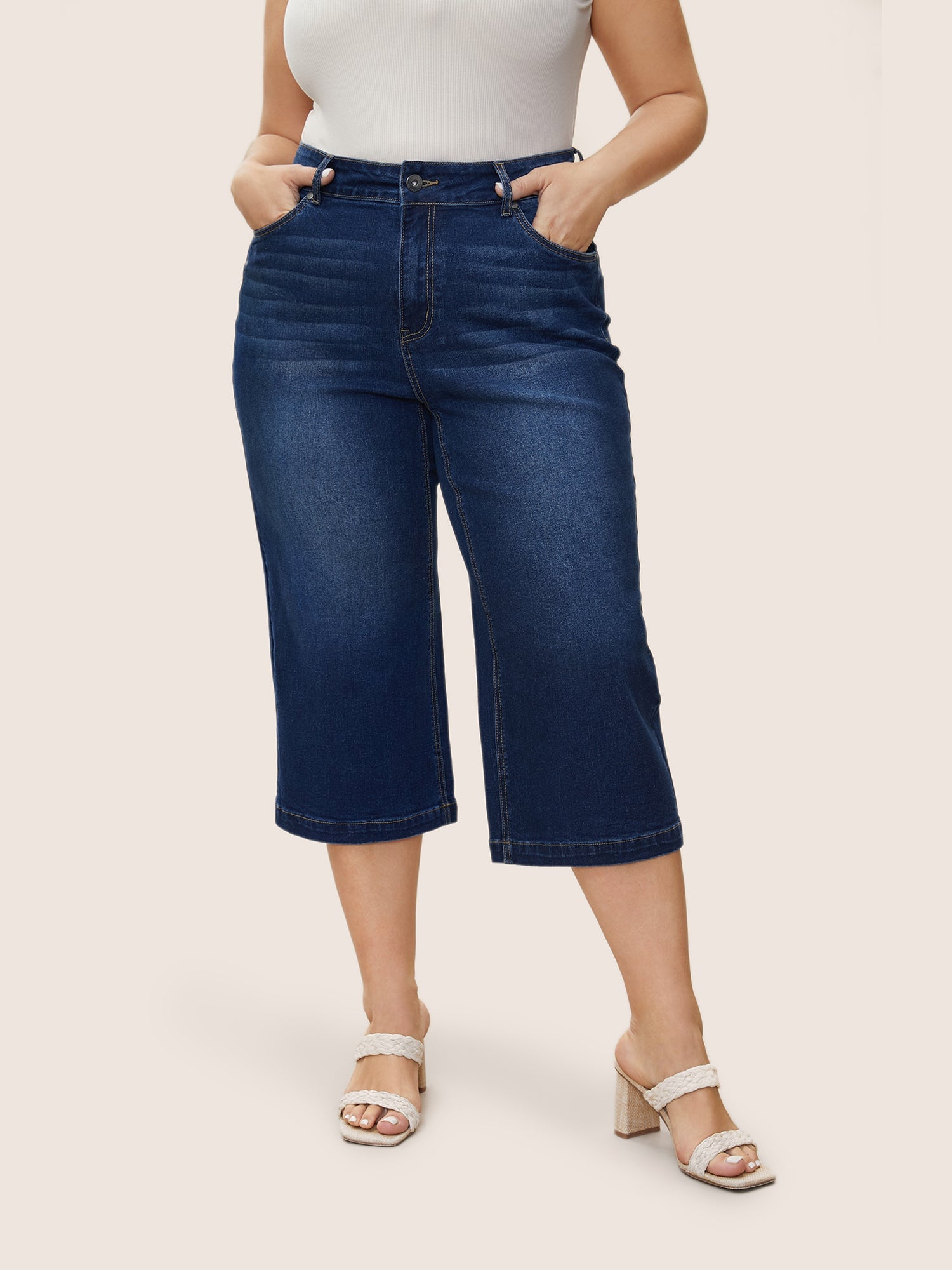 Classic Wide-Leg Capri Jeans