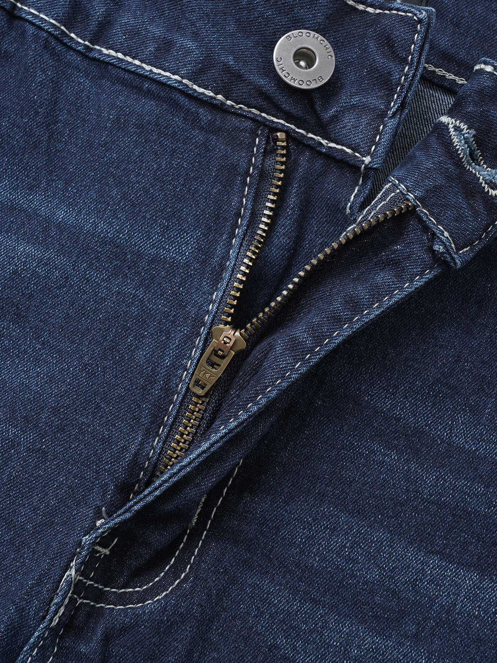 High Rise Knee-Length Skinny-Fit Denim Shorts