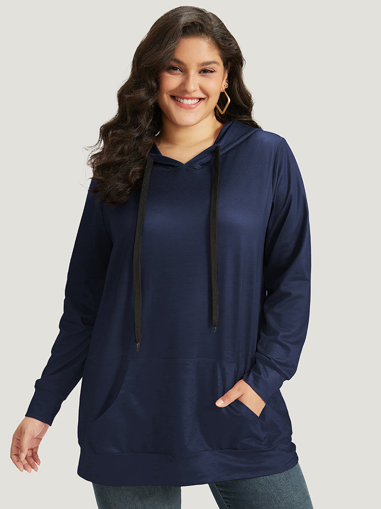 Ombre Pocket Drawstring Hooded Sweatshirt