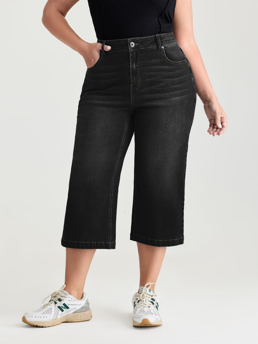 Classic Wide-Leg Capri Jeans