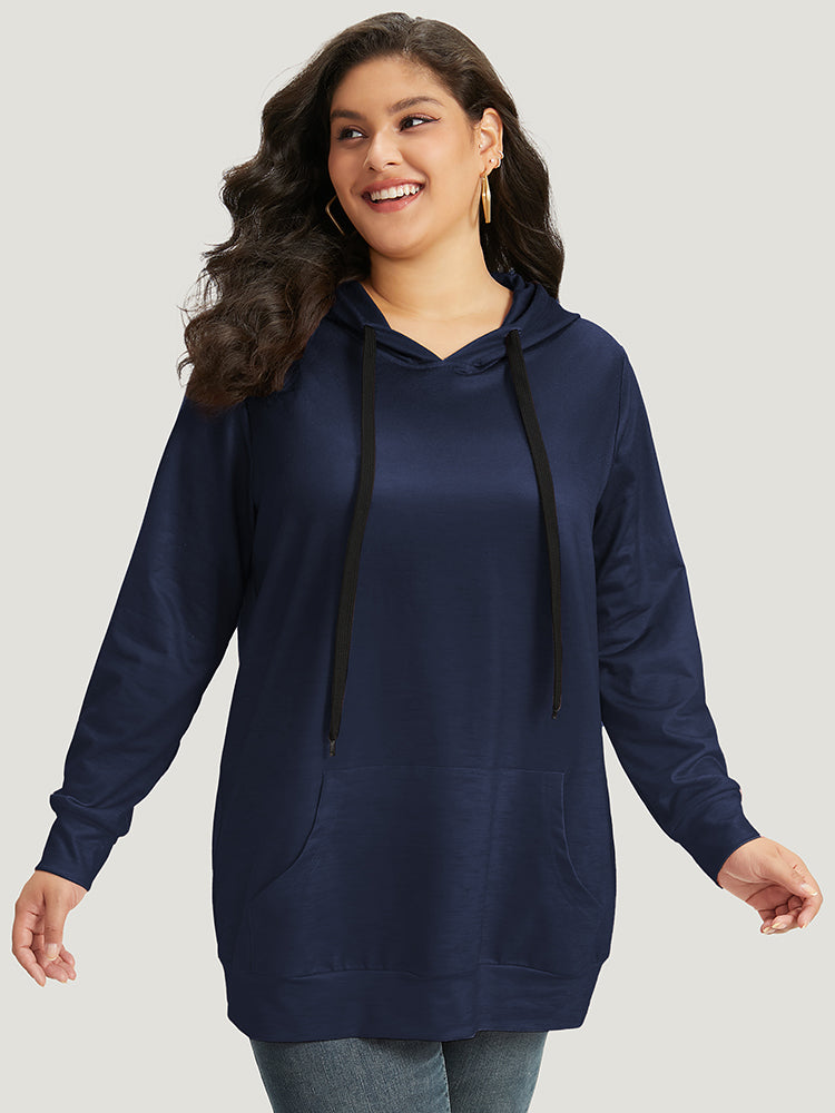 Ombre Pocket Drawstring Hooded Sweatshirt