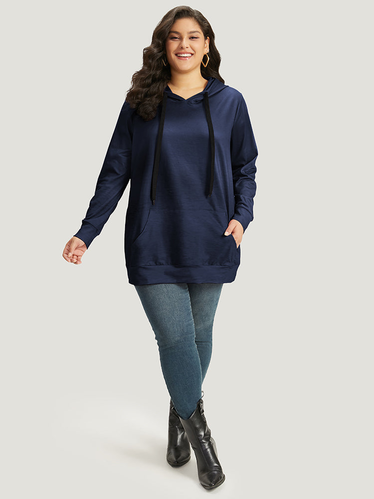 Ombre Pocket Drawstring Hooded Sweatshirt