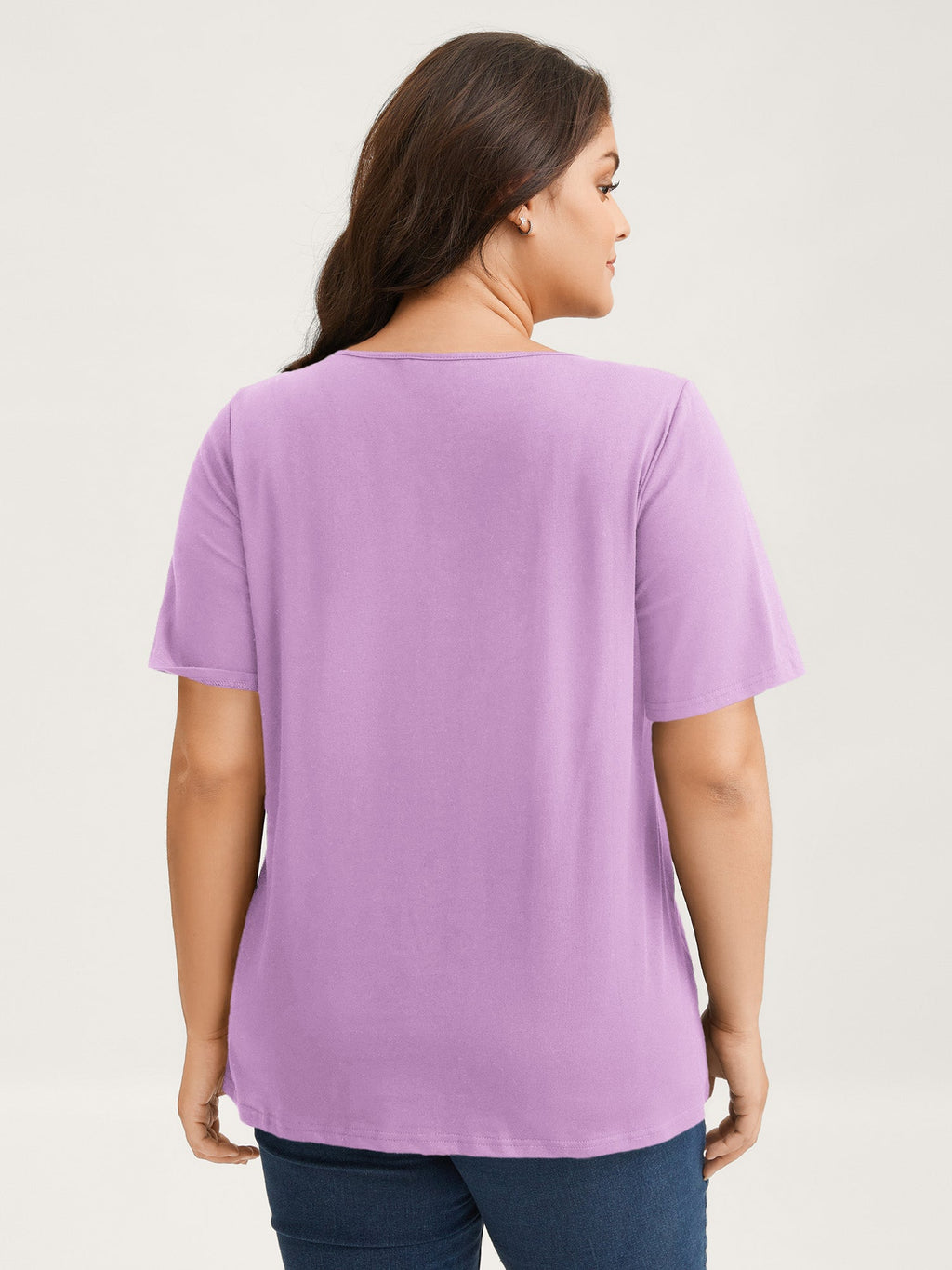Cotton V Neck Plain Basic T-shirt