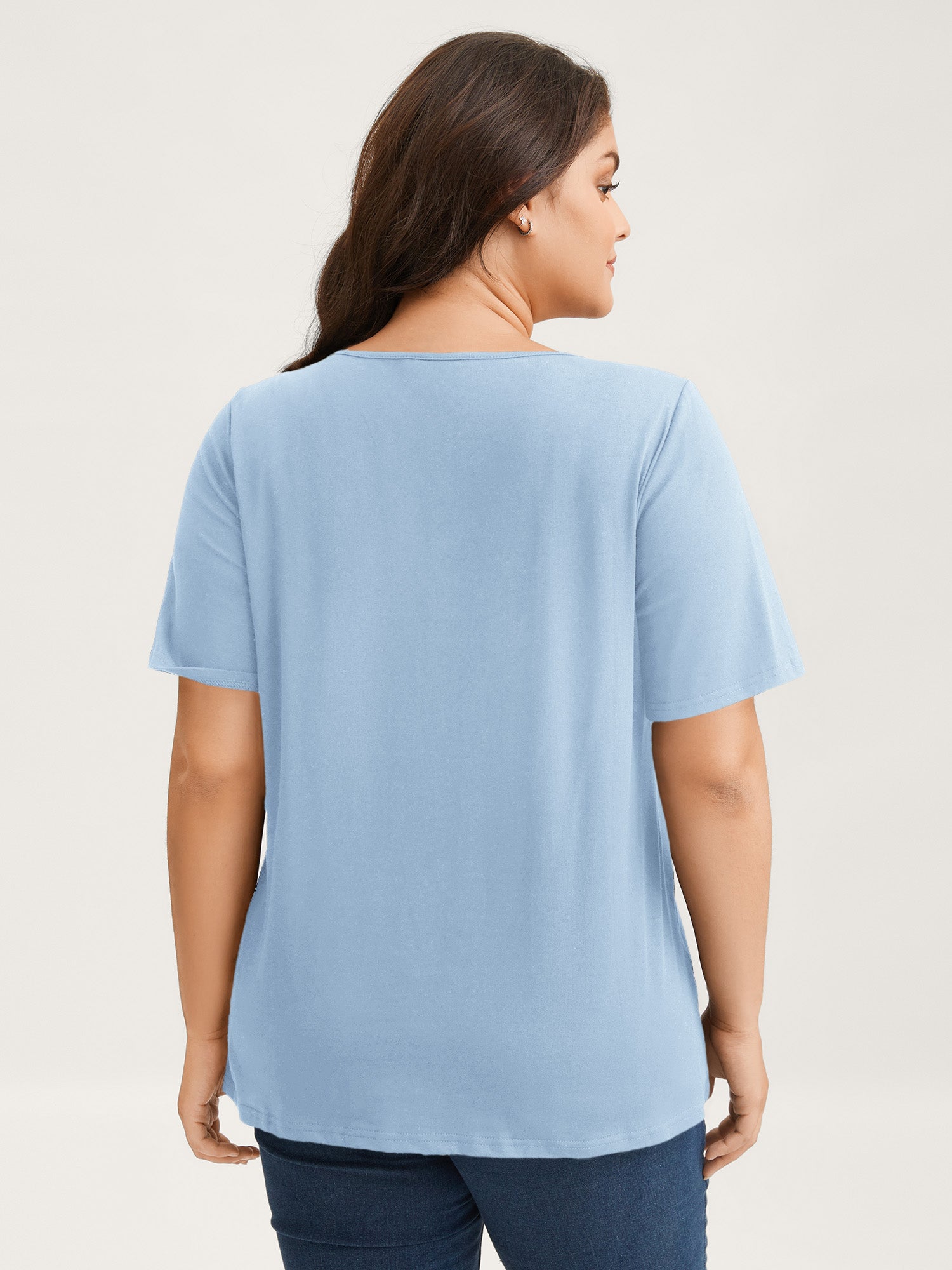 Cotton V Neck Plain Basic T-shirt