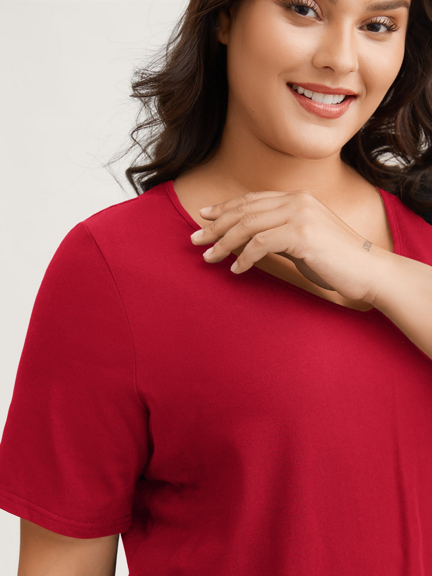 Cotton V Neck Plain Basic T-shirt