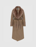 Ayala Brown Women's Coat with Brown Fur